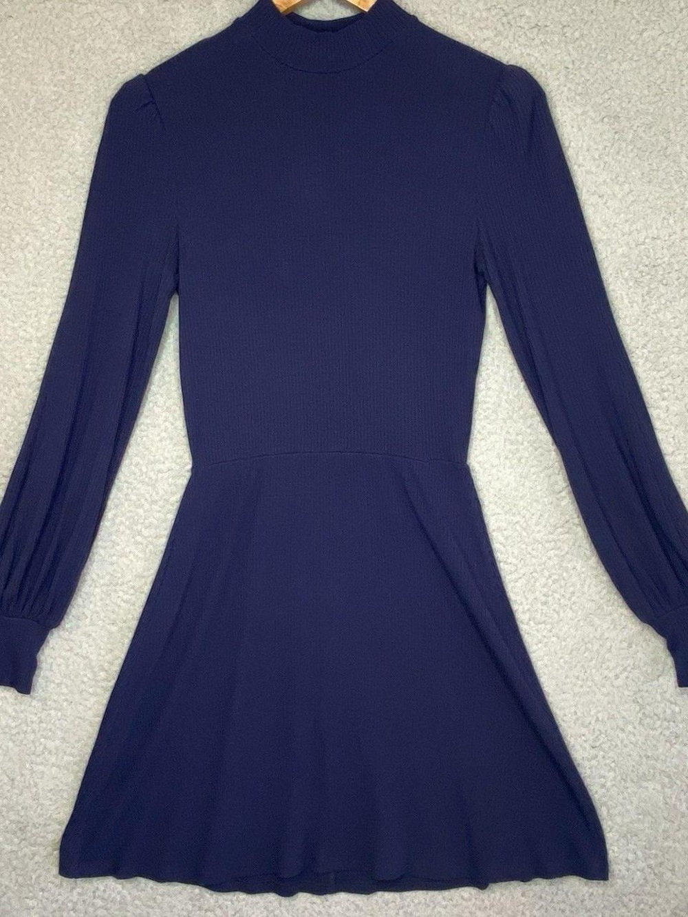 Reformation Deep Navy Long-Sleeve Fit & Flare Dress